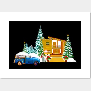 Merry Christmas Winter House Posters and Art